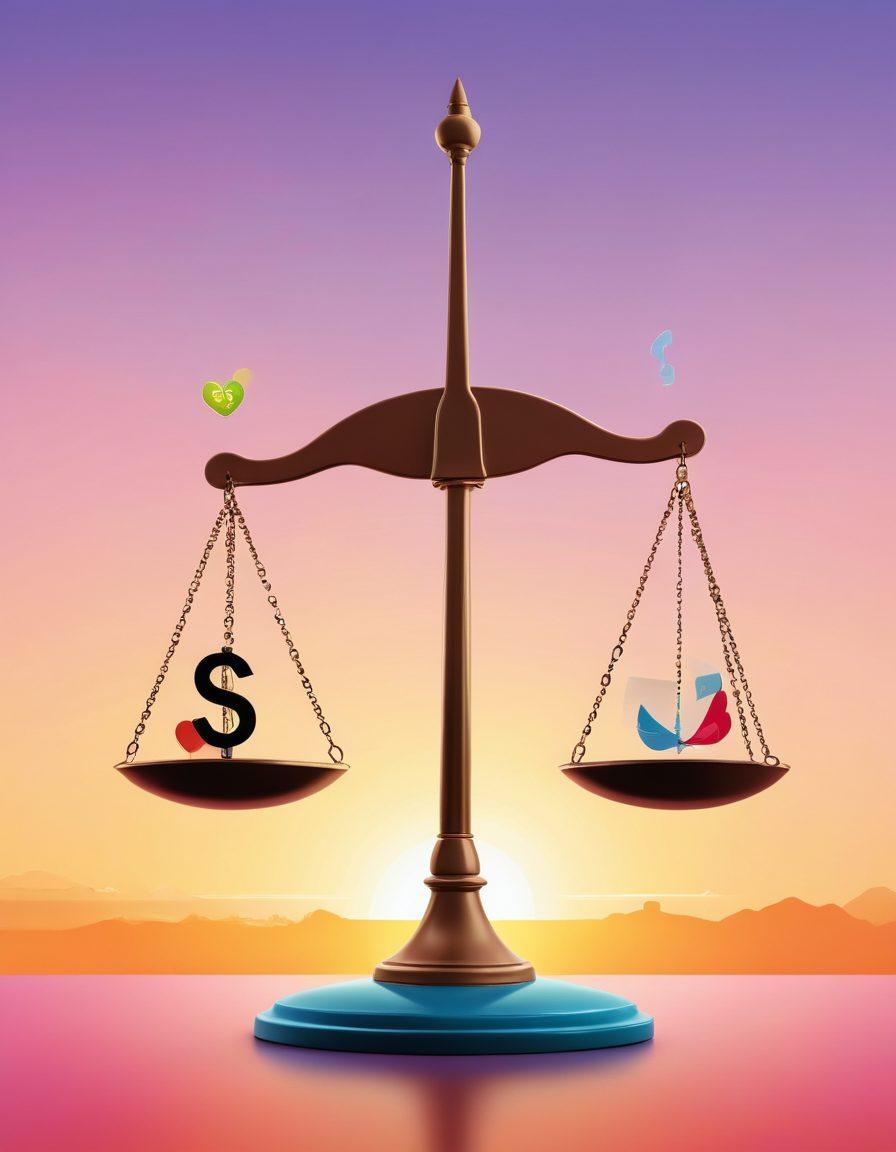 A visually engaging illustration showing a balance scale, one side filled with various insurance premiums, and the other side overflowing with benefits like health, security symbols, and investment icons. Include a serene background with a sunrise symbolizing new beginnings and opportunities. Bright colors and modern flat design style to convey optimism and clarity.